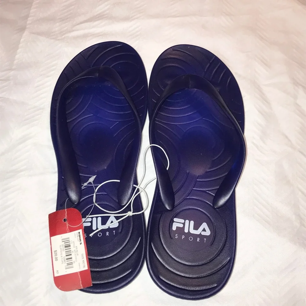 Fila Sport‎ Navy Blue Thong Flip Flop Sandals Mens Size 7/8 WRU617FS0